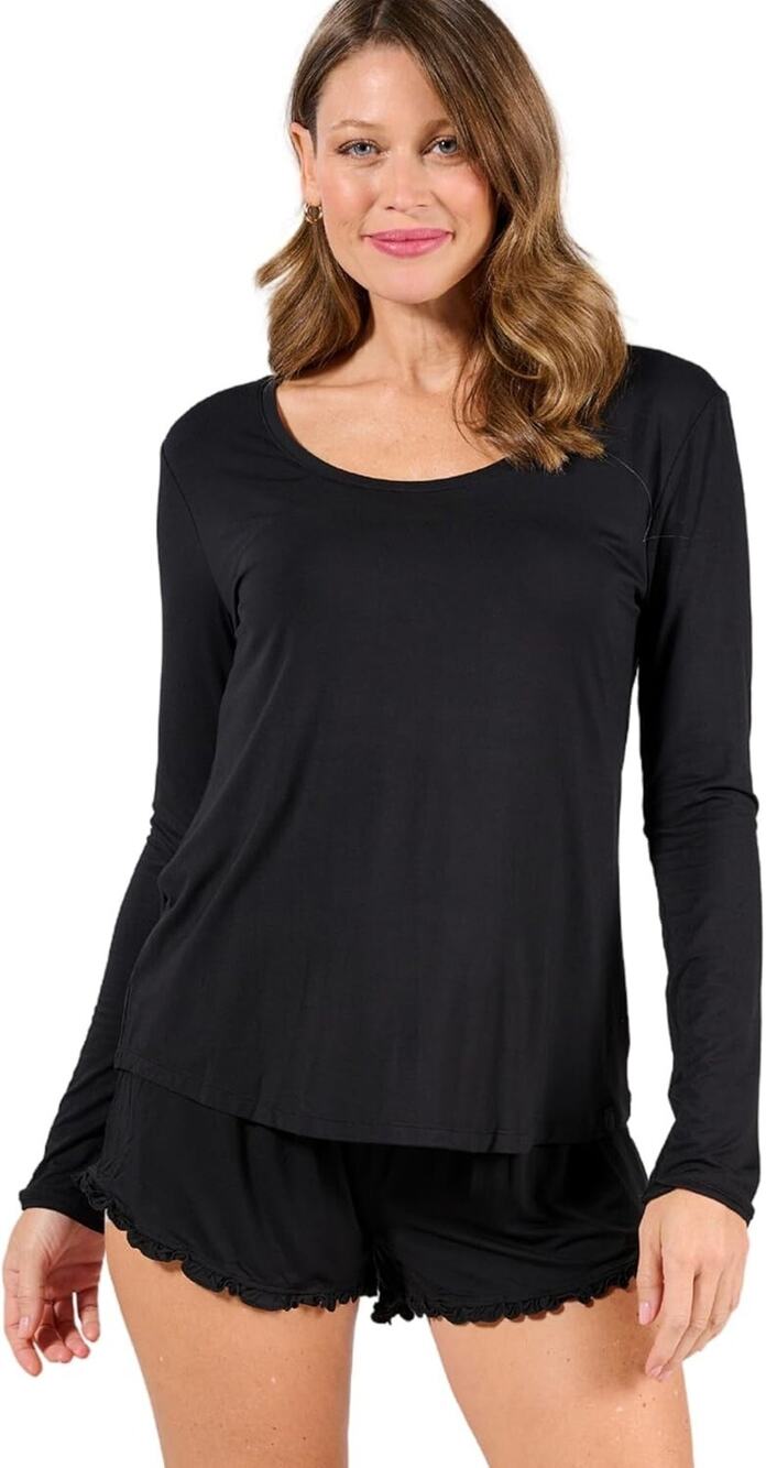 Faceplant Dreams Bamboo Long Sleeve Pajama Shirt - Black, Medium NWT